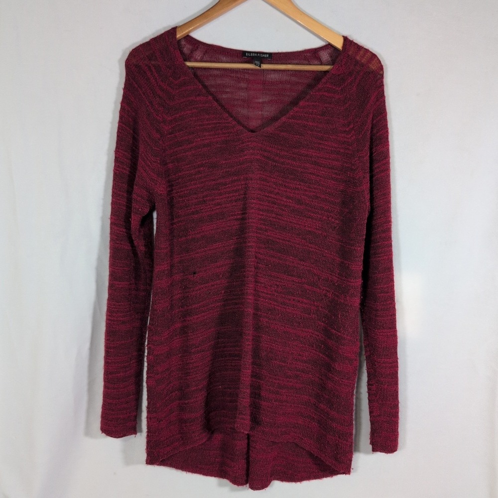Eileen Fisher Sweater Alpaca  Red Minimalist Cozy Pullover Jumper M FLAW